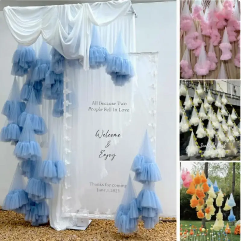 

Cloud Veils Wedding Birthday Party Decoration Wall Backdrops Ceiling Hanging Photography Props Outdoor scenery display 10pcs