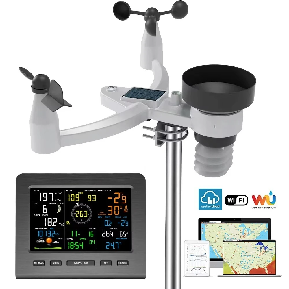 0360-025T WIFI 433mhz Wireless Professional 7 in 1 Weather Station With WIFI