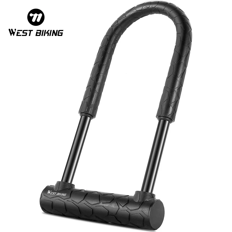 WEST BIKING Thickened Bike Lock Anti-theft Steel Cable U Lock 2 Keys MTB Road Bicycle Motorcycle Scooter Cycling Accessories