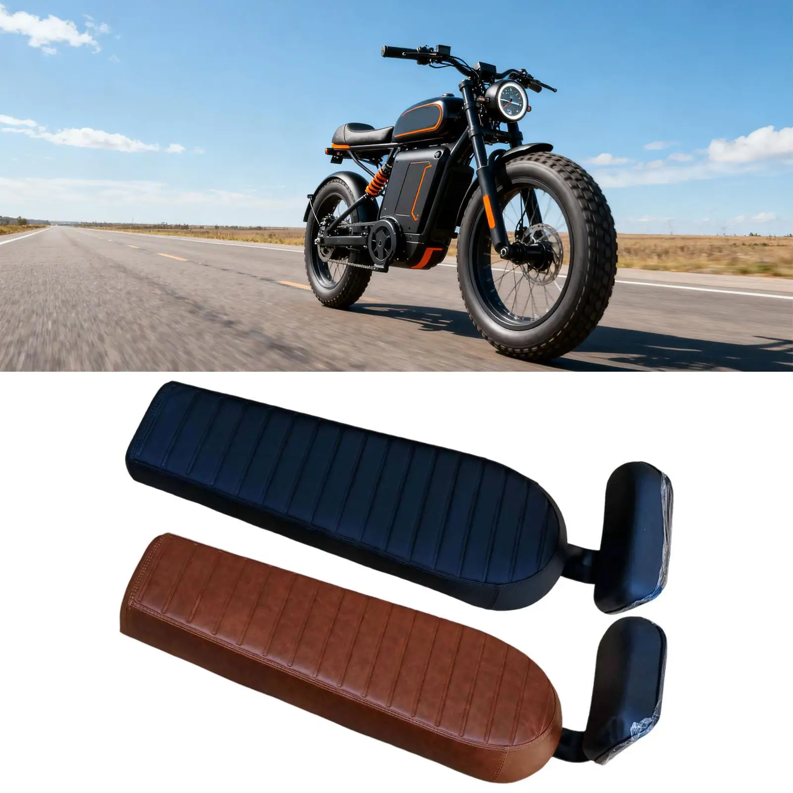 

Electric Bike Rear Seat with Back Carrier Replacement Easy to Install Reusable Saddle for Outdoor Passenger Two Persons