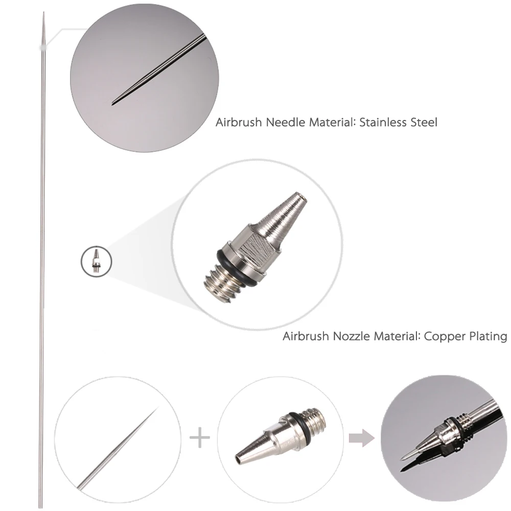 Airbrush Nozzle And Needle Replacement for Airbrushes Spray Gun Model Spraying Paint Maintenance Tool Accessories