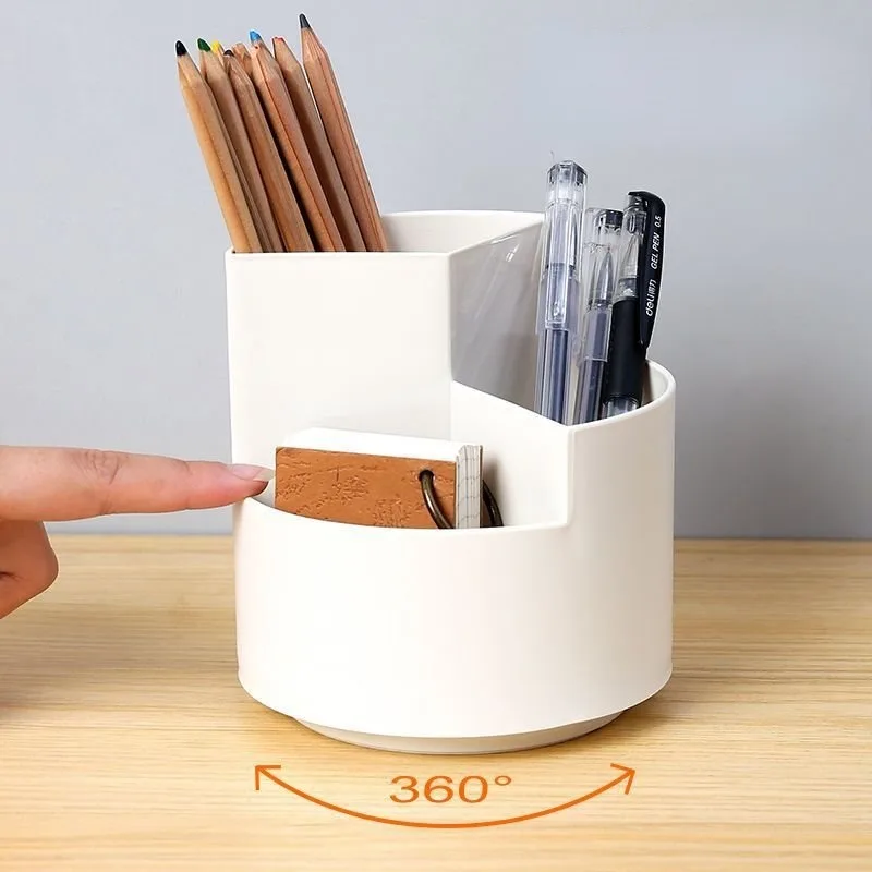 Rotatable Pen Holder Pencil Storage Box Student Desktop Office Stationert Household Multifunctional Makeup Brush Organizer Box