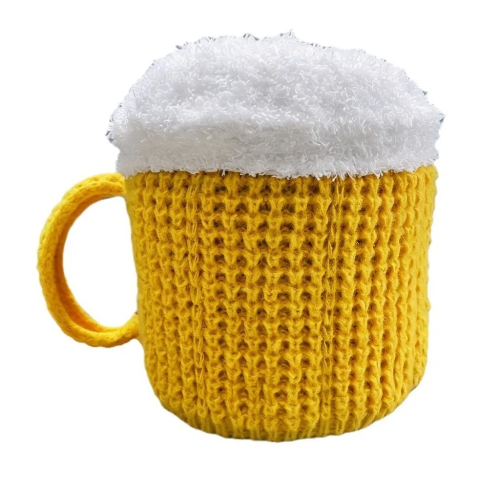 Unisex 3D Bierbecher Hüte Gestrickte Warme Ohr Haaransatz Mützen Vielseitige Wärmer Bierliebhaber Pullover Mütze Valentinstag Geschenke