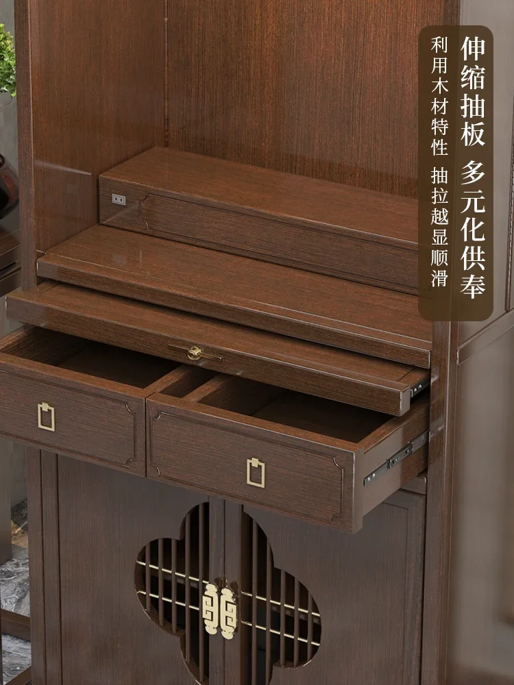 خزانة ملابس ضريح من الخشب الصلب، خزانة بوذا الخشبية Ugyen، ضوء حديث فاخر، مذبح إله الثروة #4