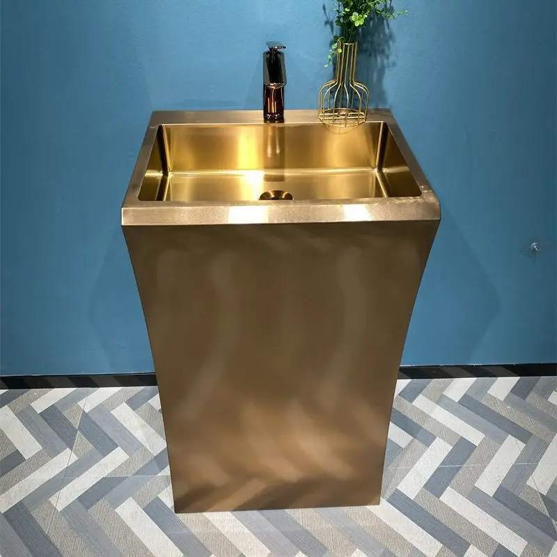 

Stainless steel column type washbasin hotel integrated floor type wash