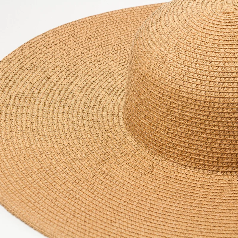 Sommer Einfarbig Mode Rhinestone14cm Übergroßen Sonnenhut Damen Strand Sonnencreme Stroh Hut Reise Faltbare Uv Panama Großhandel – Detail 36