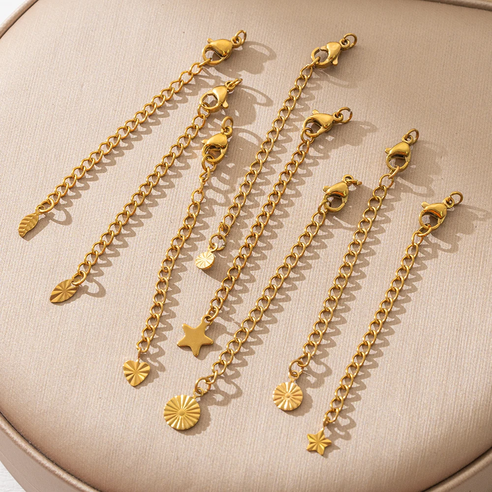 10 Stück Edelstahl-Verlängerungsketten mit Karabinerverschlüssen, Verbindungsstücke für Halsketten, DIY-Armband-Zubehör – Detail 4