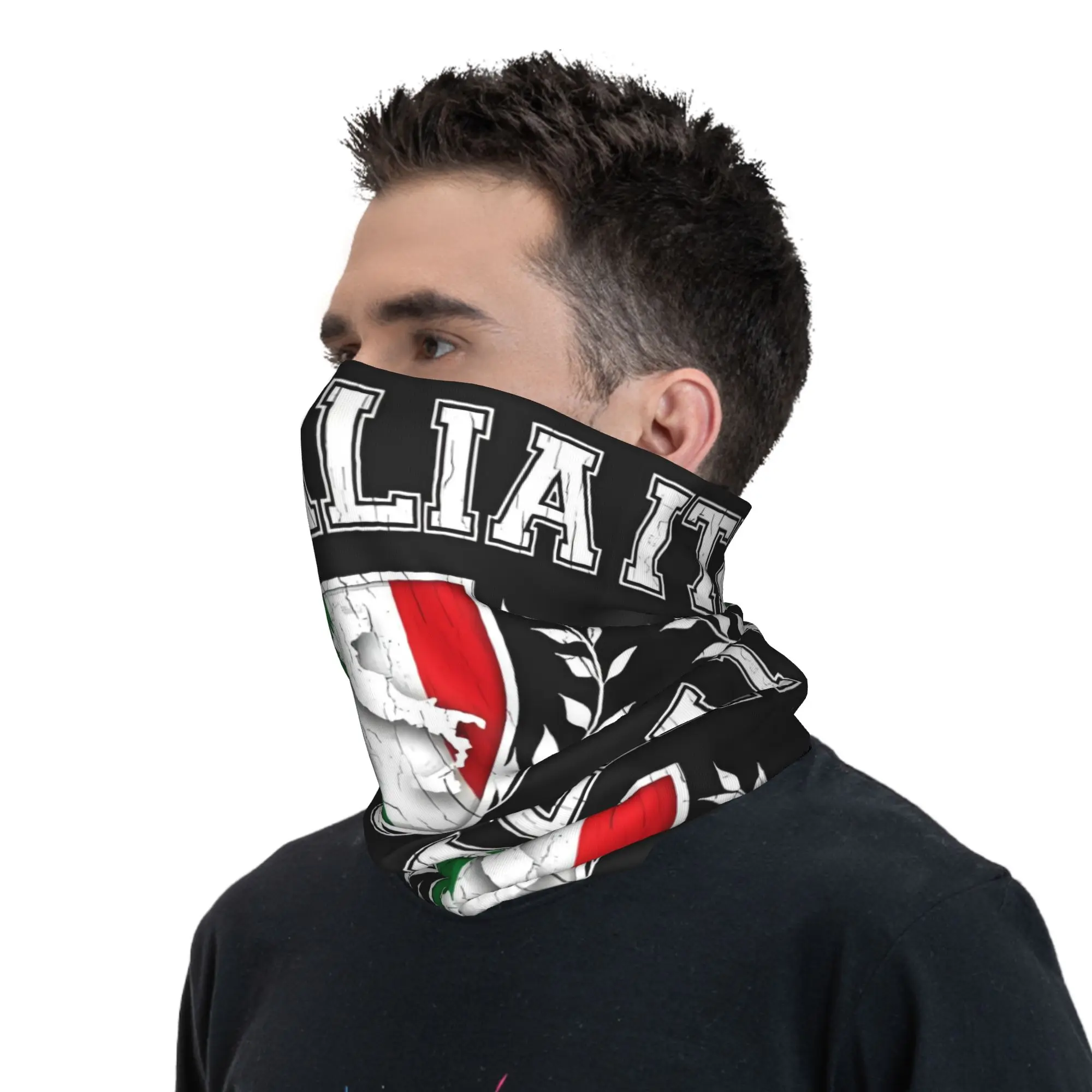 Custom Italy Flag Bandana Neck Warmer Men Women Winter Ski Tube Scarf Gaiter Vintage Sardinia Coat of Arms Face Cover view 6