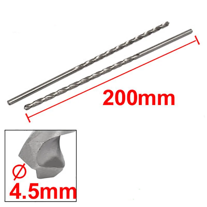 5 قطعة 4.5 مللي متر ضياء HSS تويست مثقاب مستقيم جولة عرقوب الحفر أداة 200 مللي متر مجموعة مثقاب طويل