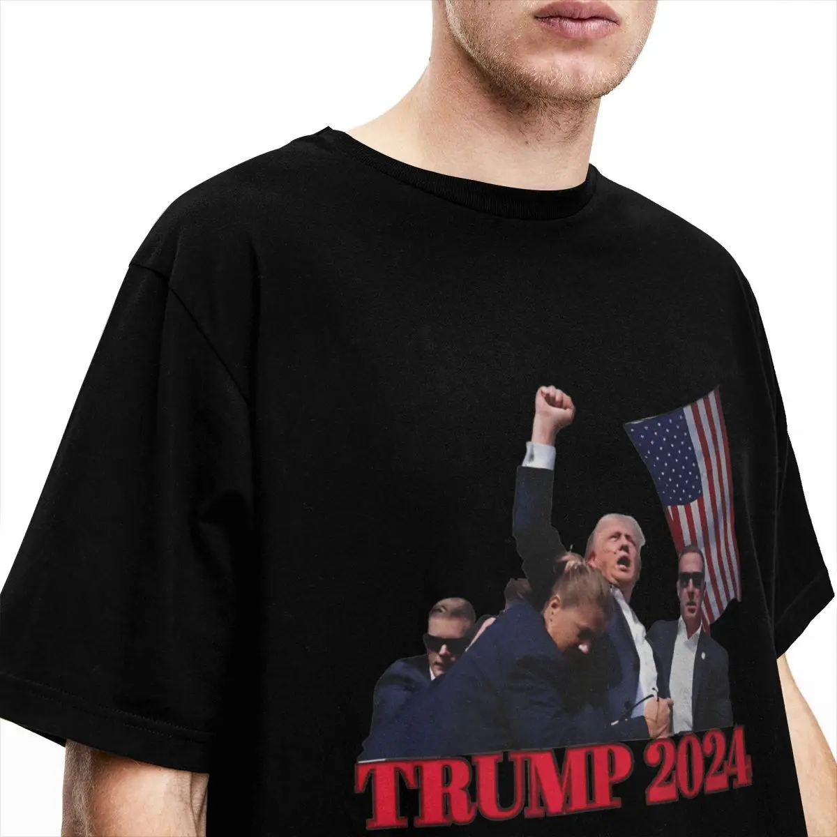 Trump T-Shirt Shot Trending T Shirts Short Sleeve Y2K Casual Tops Beach Cotton O-Neck Plus Size 5XL Clothing