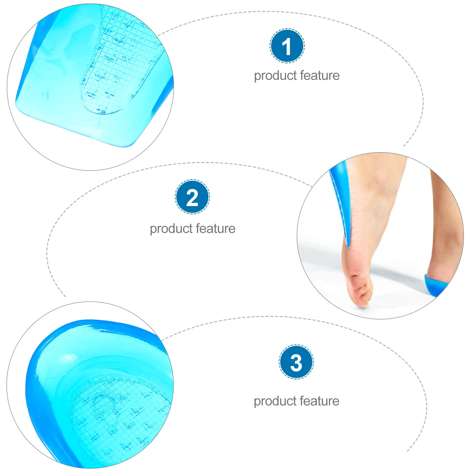 

Silicone Heel Cups thotic Pads Cushions Insole Foot Support Plantar Fasciitis Pain Relief Heel Insert AntislipMassage Gel