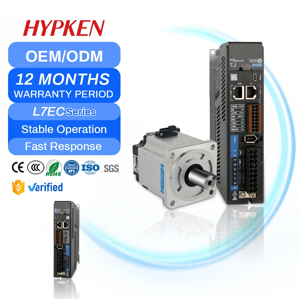 Hypken 1 кВт 8 мм бесщеточный серводвигатель постоянного тока для 3-осевого пресса с ЧПУ, скорость 3000 об/мин, закрытая защитная функция для печатной машины