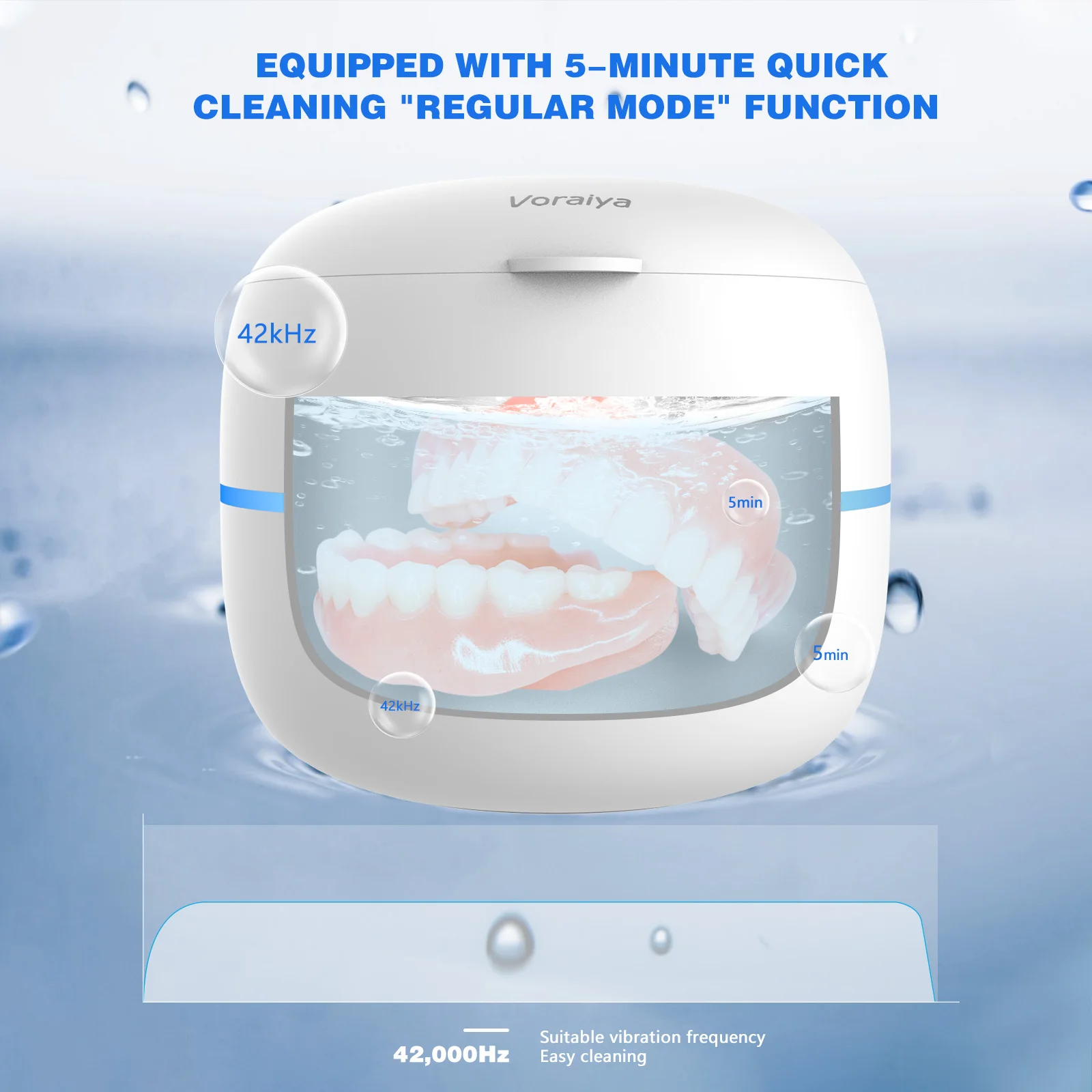 Home appliance portable denture ultrasonic cleaner with uv light disinfection for daily use