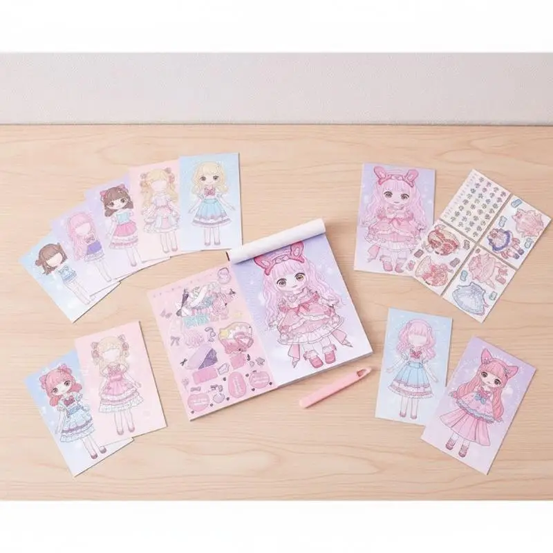 Waterproof Princess Dress Up Sticker Book for Kids No-cut DIY Makeup Costume Stickers Perfect Travel Activity for Girls
