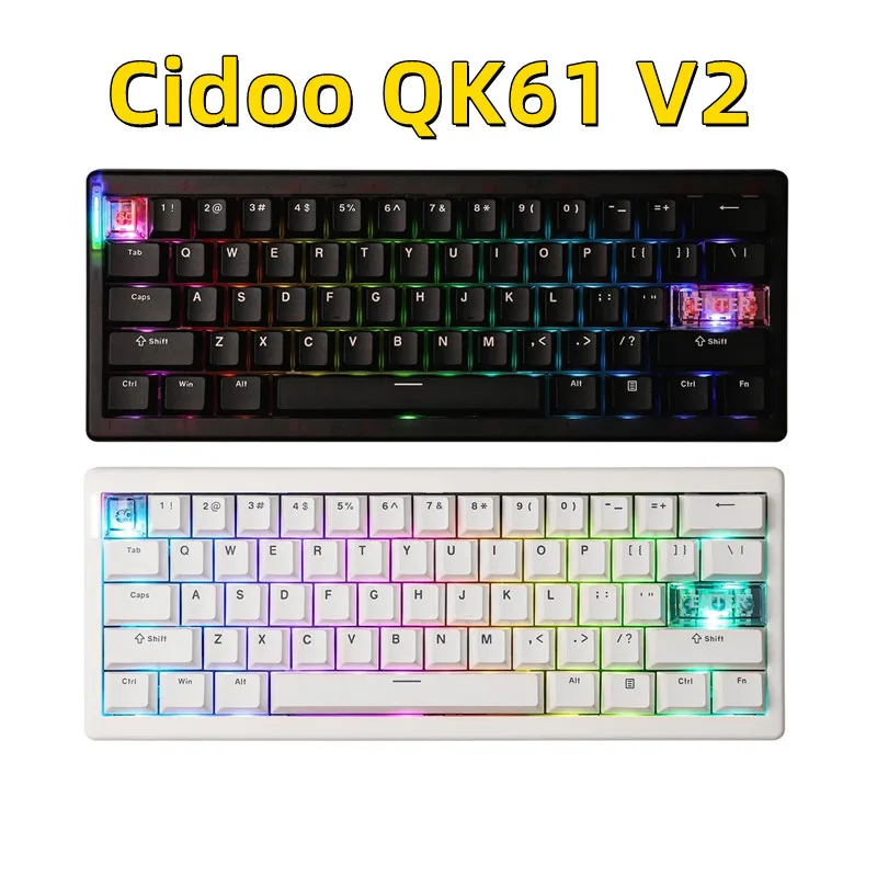 

Механическая клавиатура Cidoo QK61 V2 Qmk, 3-режимная беспроводная Bluetooth, прокладка с возможностью горячей замены, настройка клавиатуры, игровая клавиатура