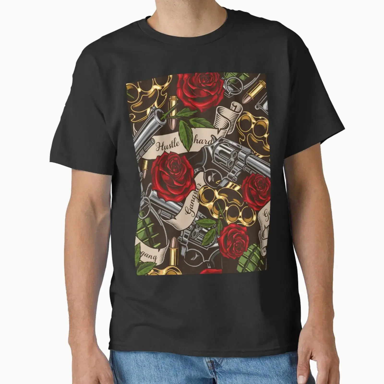 CARMEL ROSES Klassisches T-Shirt im Vintage-Stil, gewaschen, Streetwear, Unisex, bequem, vielseitig, leicht atmungsaktiv, Designerkleidung