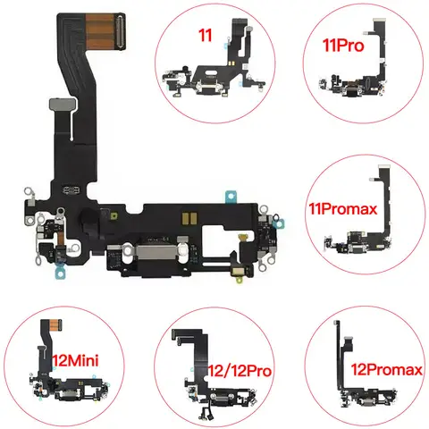 Remplacement flexible du Port de chargement pour iPhone 11 12 Mini Pro Max, chargeur USB avec connecteur de Microphone, câble flexible