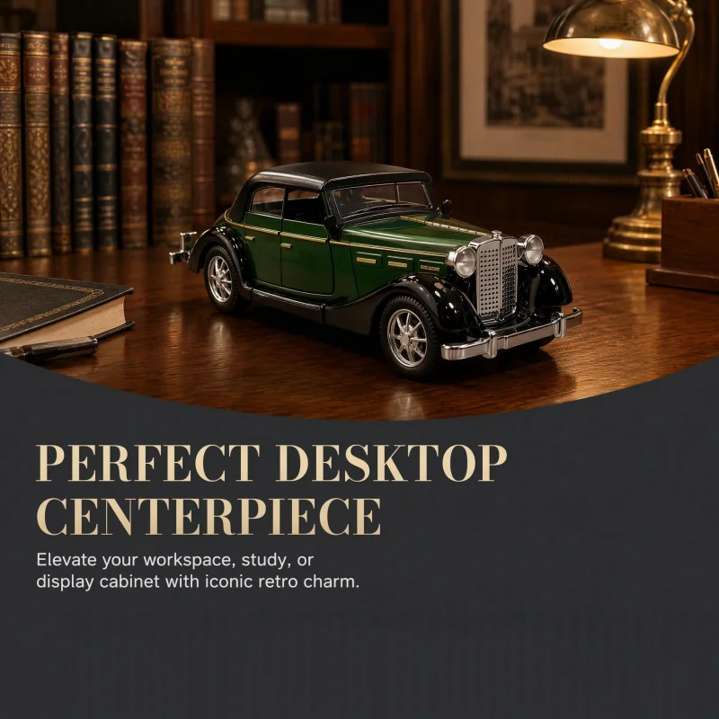 Modelo de coche de aleación fundida a presión, estilo clásico de los años 30, réplica de un coche de carreras antiguo, para decorar escritorios.