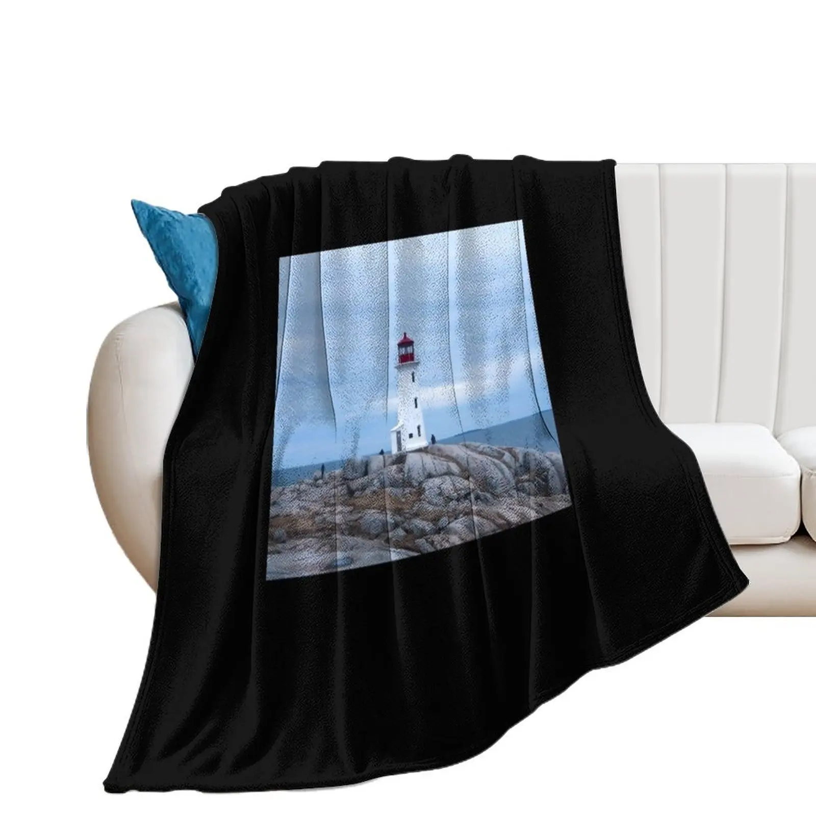 Peggy's Cove Lighthouse in Nova Scotia Throw Blanket Blankets Sofas Of Decoration Cute Luxury Designer Blankets