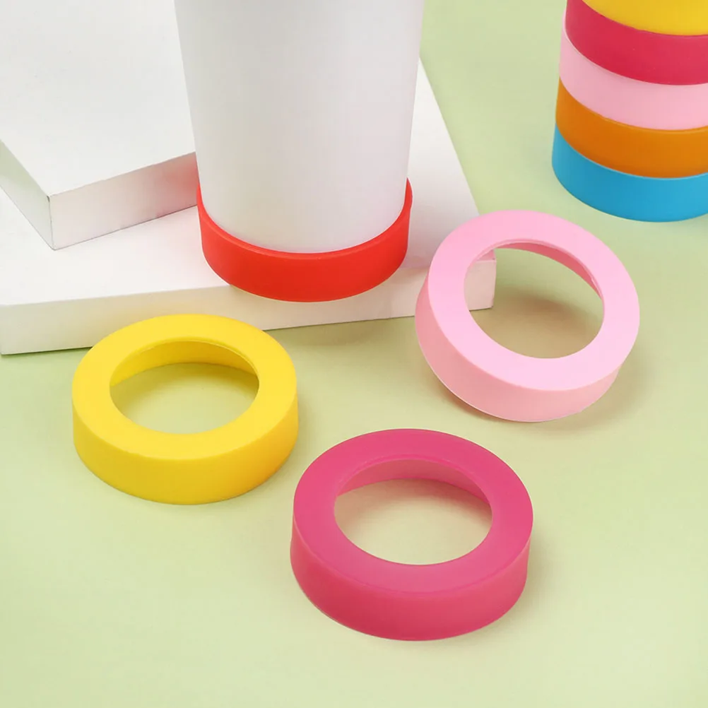 

9pcs Cup Bottom Protector 6 5CM Black White Grey Coffee Rose Red Pink Green Blue Water Bottle Sleeve Anti Skid Mat Protective