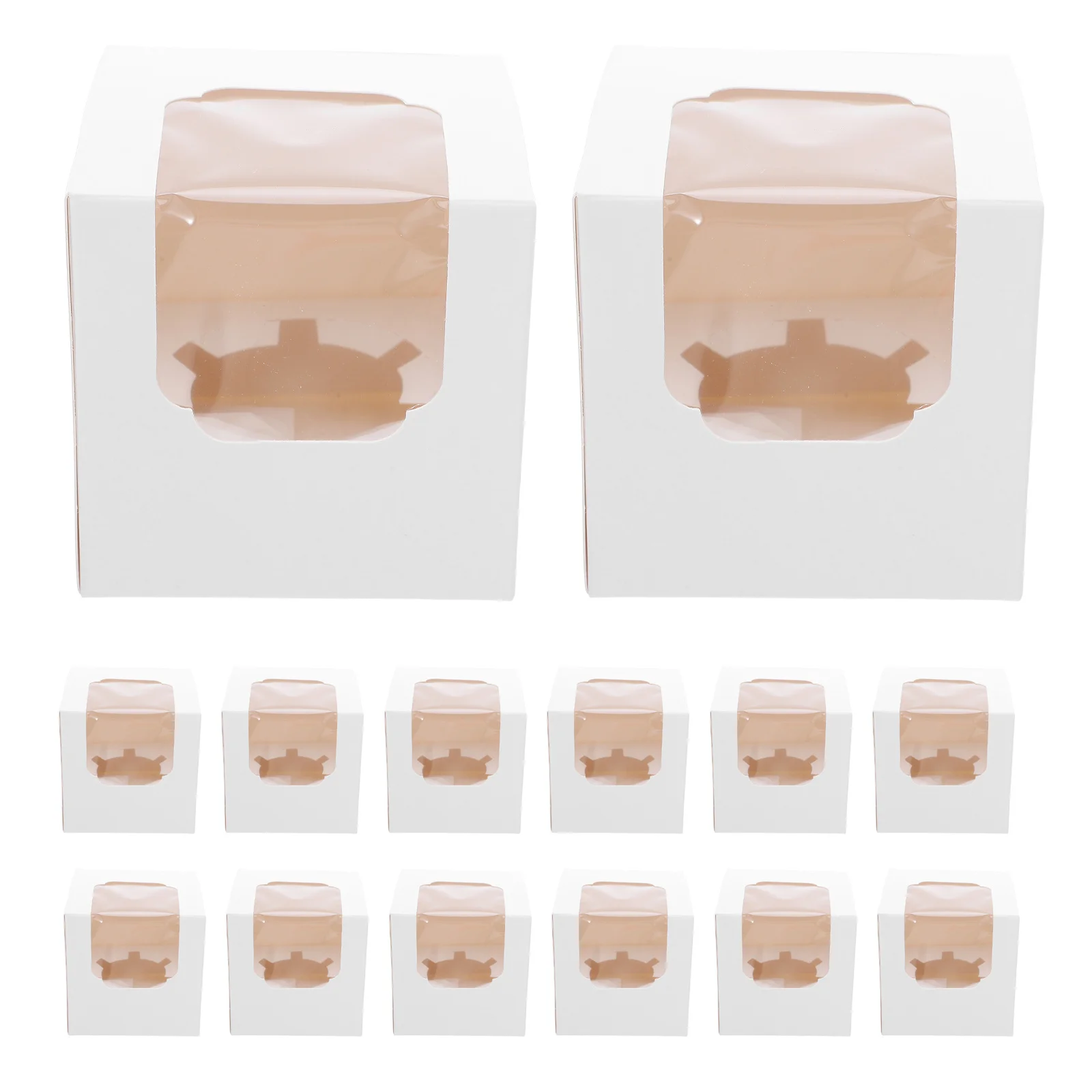 

25Pcs Kraft Cupcake Boxes with Clear Window Single Brownie Muffin Carrier for Bakery Takeout Party Dessert Packaging