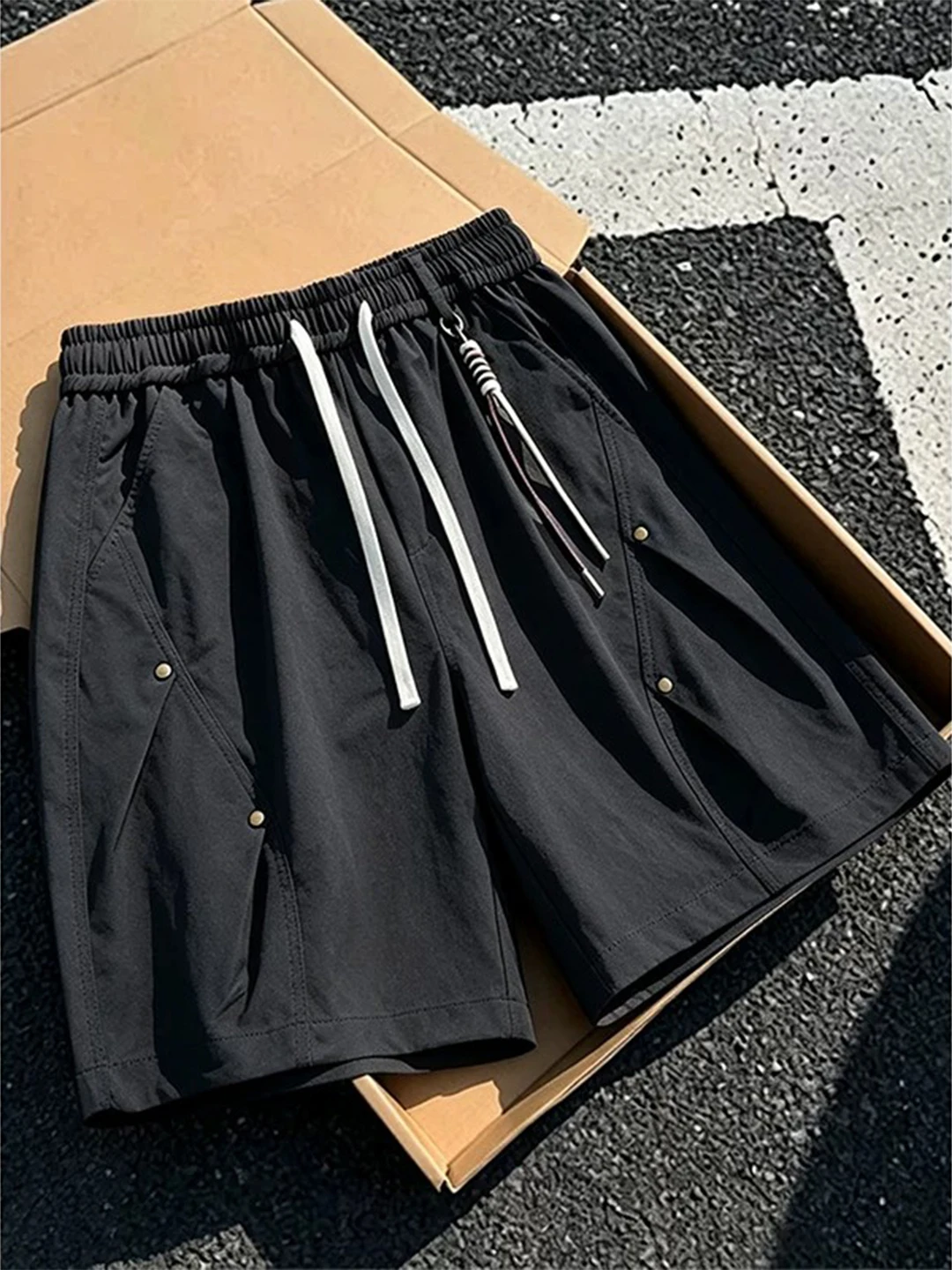 Black Quick Dry Ice Silk Shorts Men's Summer Thin American Folded Soldier Five-Quarter Pants Workwear Sports Pants