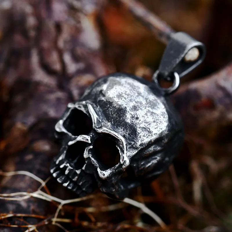 BEIER 2023 New Design 316L Stainless Steel Skull Pendant Retro Skeleton Men's Pendant Punk HipHop Halloween Jewelry