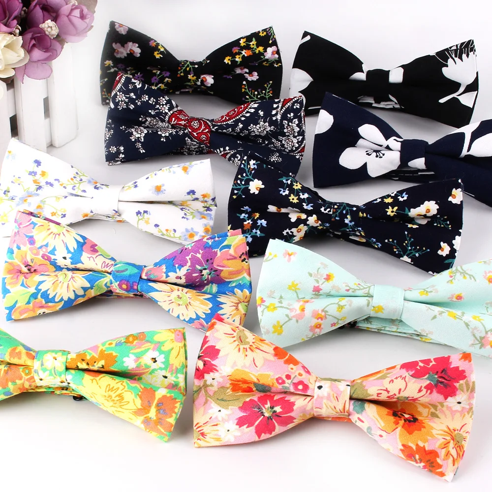 Print Floral Bow Tie For Groom Fashion Bow tie For Men Women Bow knot Adult Bow Ties Cravats Groomsmen Gifts Wedding Bowties