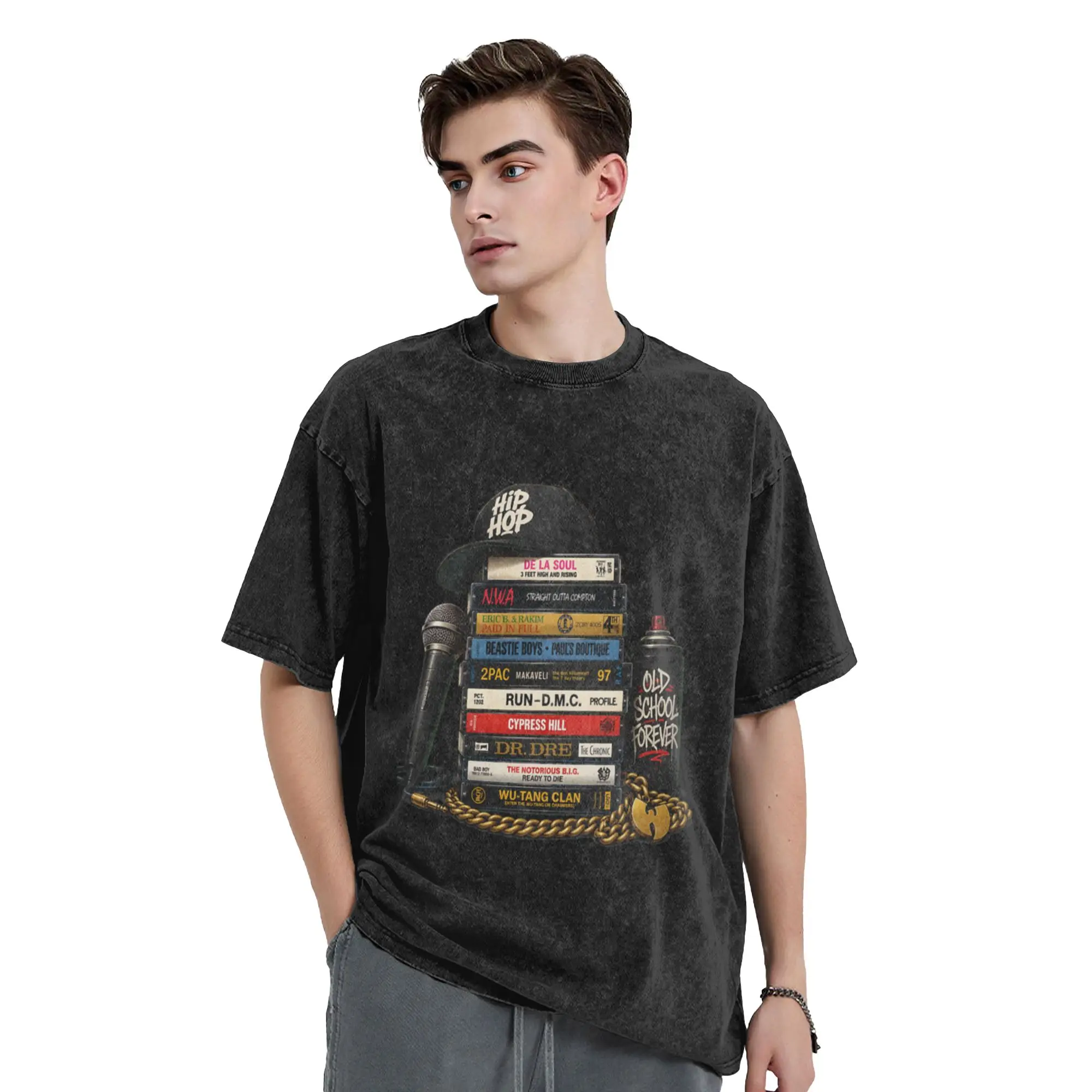 Old School Hip Hop Legends Unique Chic A T-Shirt Oversized Short Sleeve Men's Women's Cotton Tees Tops