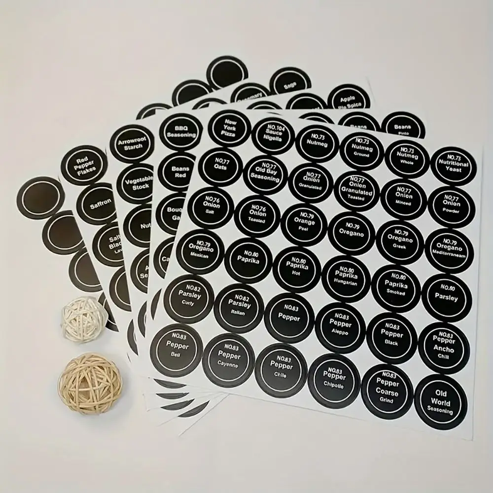 5 Sheets 180Pcs/set Kitchen Storage Organizer Spice Labels Blackboard Chalkboard Blank Condiment Bottles Sticker Round 3.5cm