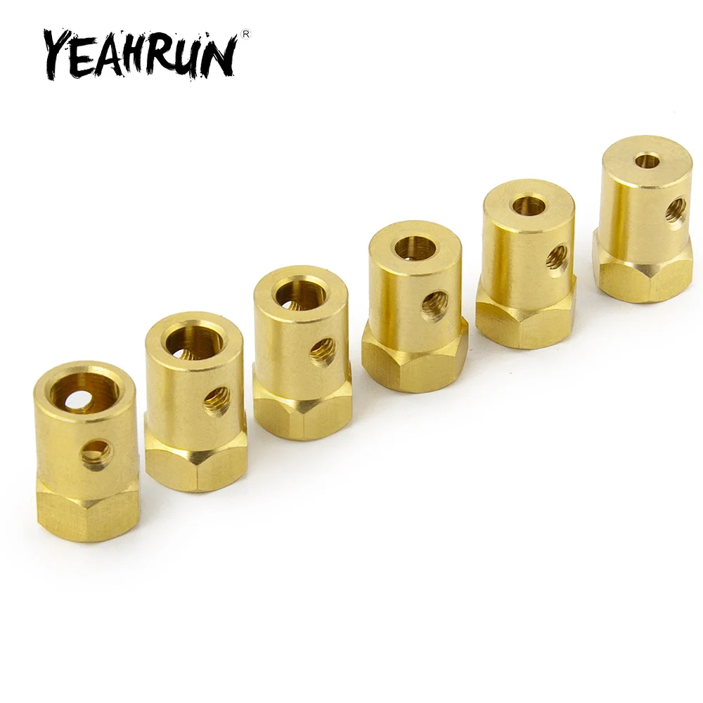 YEAHRUN 4Pcs 3/4/5/6/7/8mm Brass Hexagonal Copper Shaft Coupling Wheel Motor Transmission Connector for 1/10 RC Car Model Parts