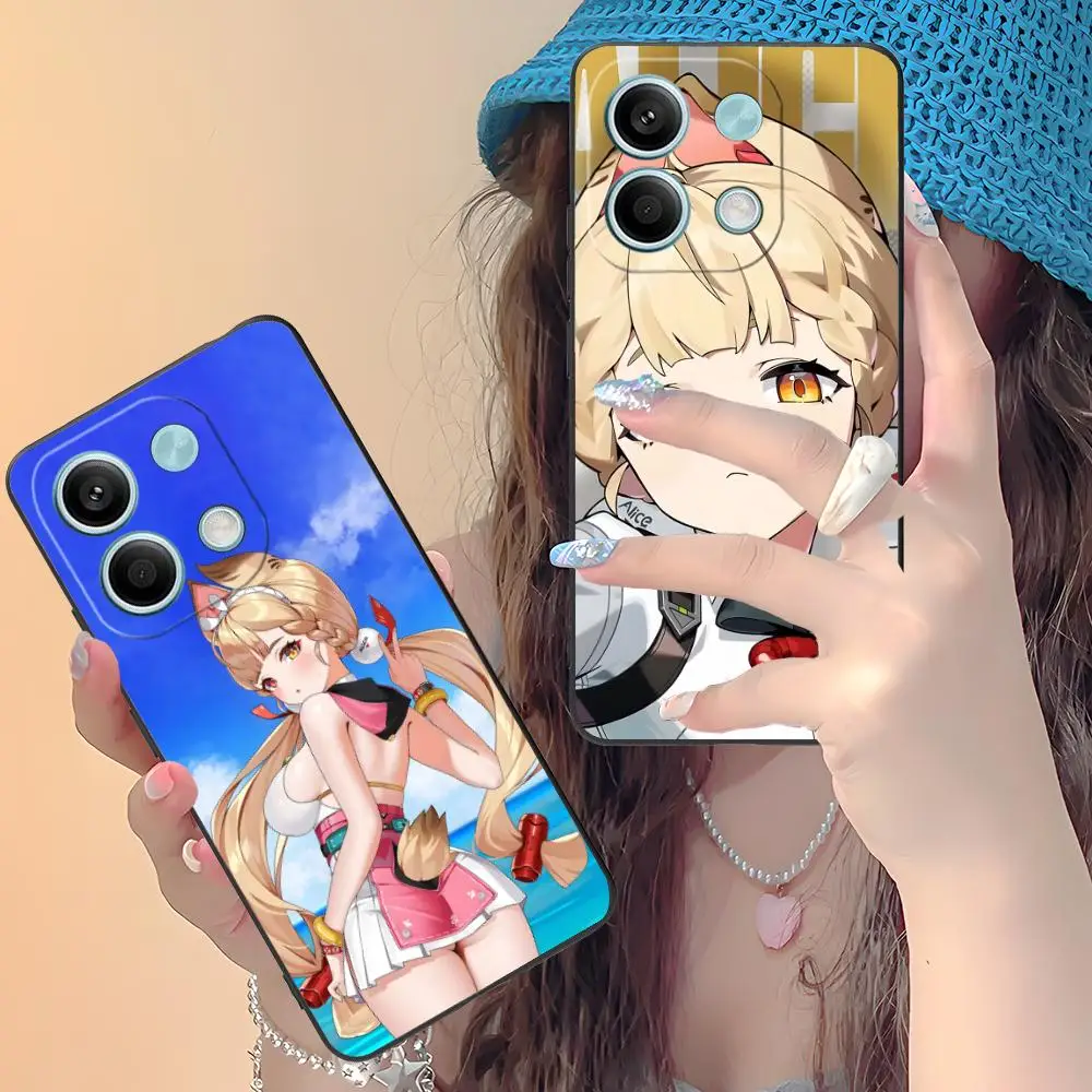 حافظة هاتف Zenless Zone Zero Alice لهاتف Xiaomi Redmi Note 14 13 12 11 A5 3 2 1 Pro Plus 4G 5G طباعة ملونة واقية جميلة #5