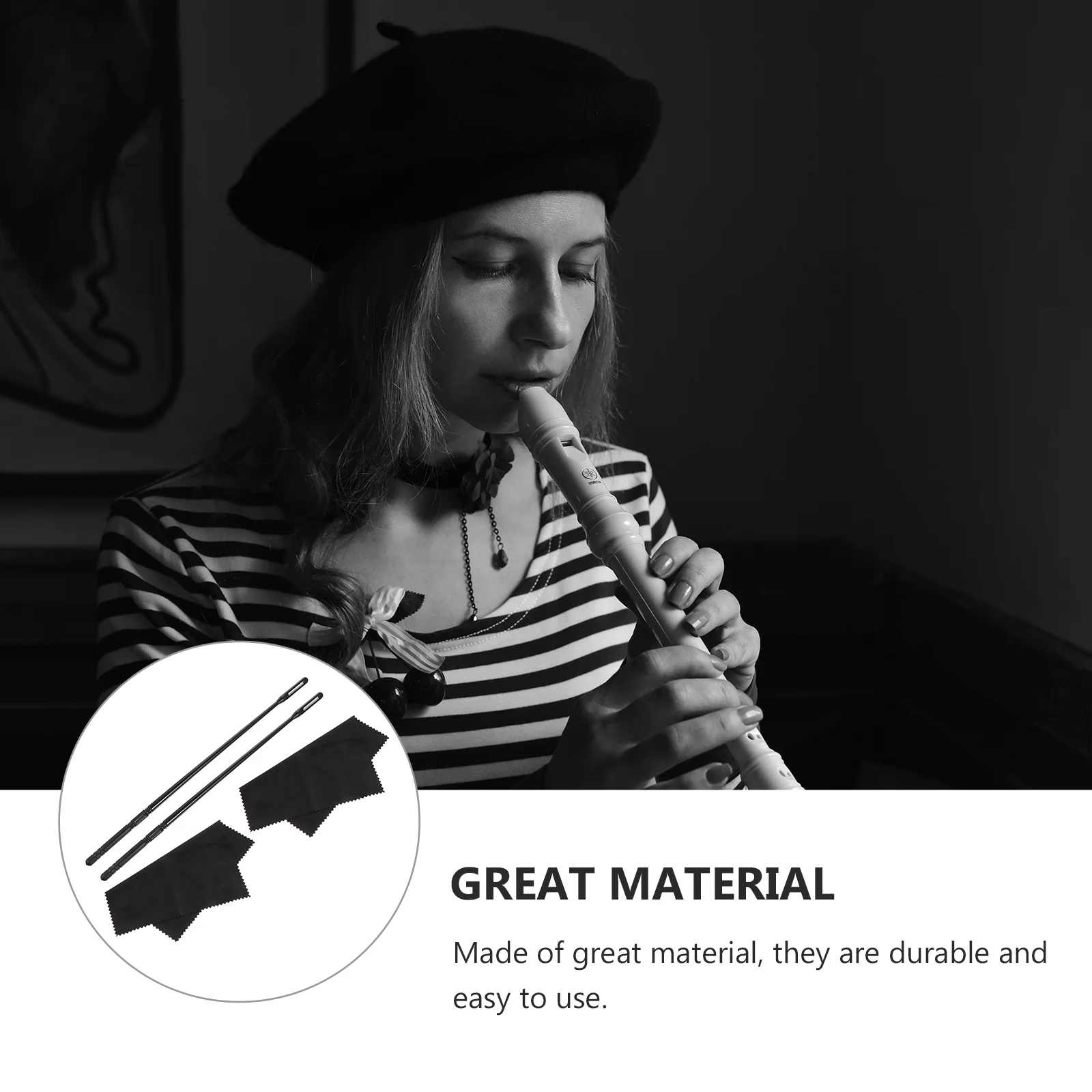 

4Pcs Flute Cleaning Rod Cloth Set Durable Lightweight Portable Flute Piccolo Cleaning Tool Essential Accessory