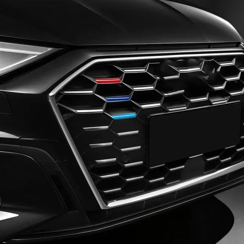For Audi A3 8Y 2023 2022 2021 Car Front Grill Stripes Covers Grid Stripes Clip Motorsport Decoration Stickers Styling