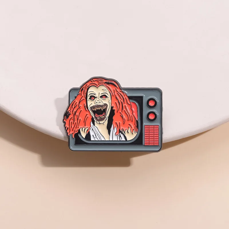 Zombie Brooch Cartoon Red-haired Ghost TV Metal Badge Small Gifts Wholesale Cap Pin Bag Pins for Backpacks Backpack Accessories