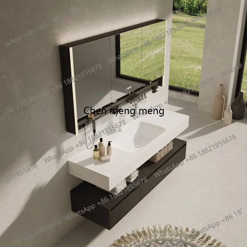 New hotel, integrated basin, black bathroom cabinet, combined washbasin, wash basin.