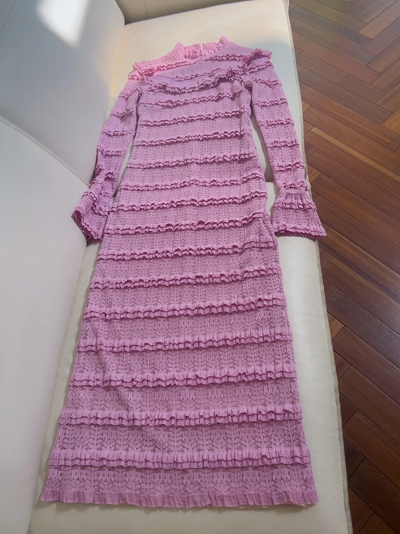 Rétro dame cloche Sve Dr Ele violet dentelle longue Dr vacances Sle Dr taille haute a-ligne jupe fermeture à glissière