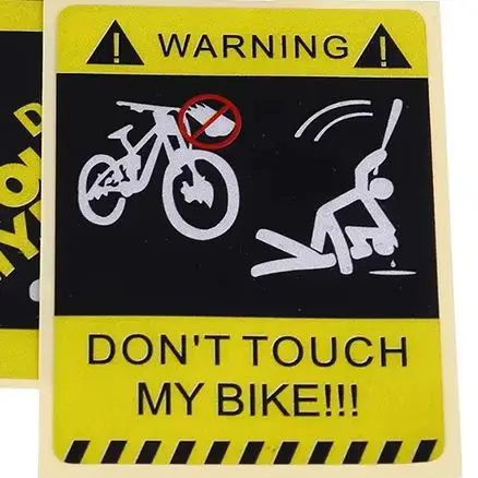1PC DONT TOUCH MY BIKE Bicycle Warning Stickers Waterproof Decal Yellow Bicycle Accessories Mountain Bike Decorative