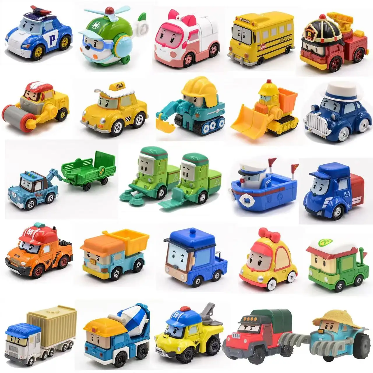 Korea Cartoon Robocared Polis Roy Cap Amber Marine Anime Metal Action Figure Cartoon Car Model Toy Children Kids Birthday Gifts