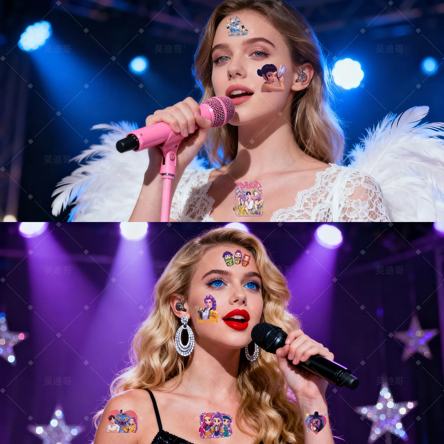 25 قطعة/المجموعة رومي Kpop شيطان الصيادين المؤقتة لصاقات وشم لطيف الكرتون تصميم مقاوم للماء مضحك حفلة هدية أفكار هدايا الأطفال #6