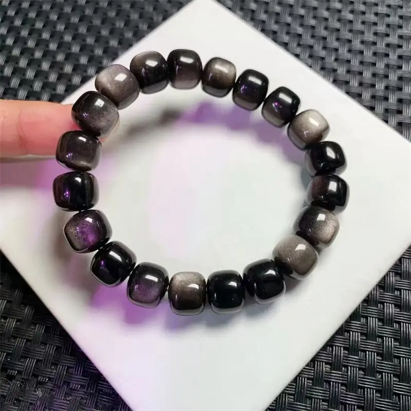 

10MM Natural Silver Obsidian Bracelet Crystal Reiki Healing Stone Fashion Jewelry Gifting Gift For Women 1pcs