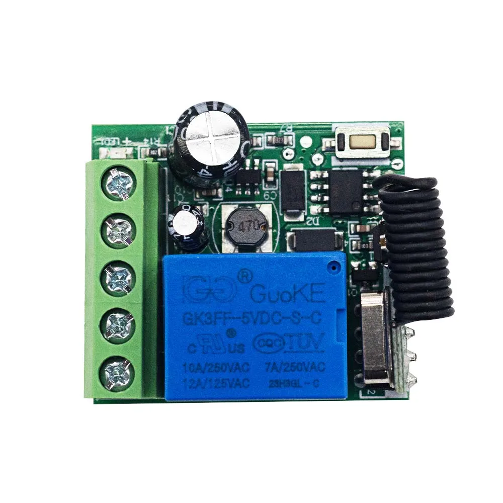 Interrupteur à distance sans fil 433 MHz, relais RF, DC 12V 24V 48V 60V, émetteur pour portail, porte, commande d'éclairage