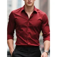 Bolubao nuevas camisas de hombre moda manga larga Casual Color sólido elástico masculino vestido de boda camisa