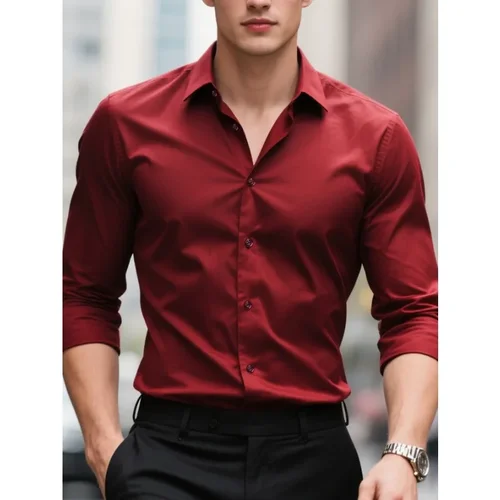 Bolubao nuevas camisas de hombre moda manga larga Casual Color sólido elástico masculino vestido de boda camisa