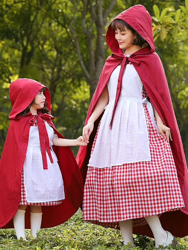

Halloween Little Red Riding Hood Performance Dress Parent-Child Matching Traditional Chinese Costume Women's Fashionable Stag...