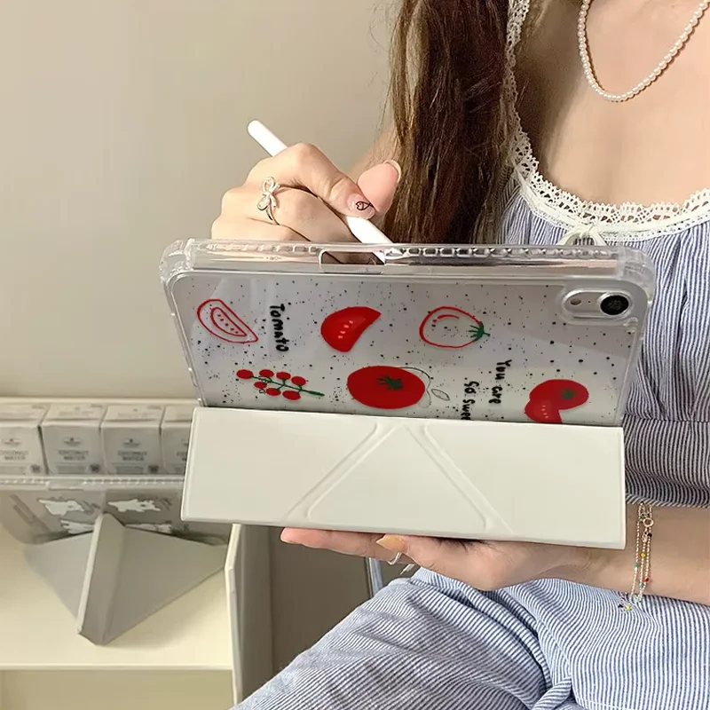 Cute Red tTomato Polka Dots Creative Niche Tablet Case For iPad Pro 13 11th A16 12.9