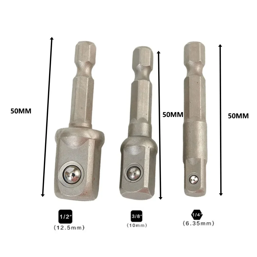 Adaptador de broca de enchufe, barra de extensión de enchufe, vástago hexagonal, Herramientas Eléctricas plateadas de 1/2 pulgadas (12,7mm), novedad
