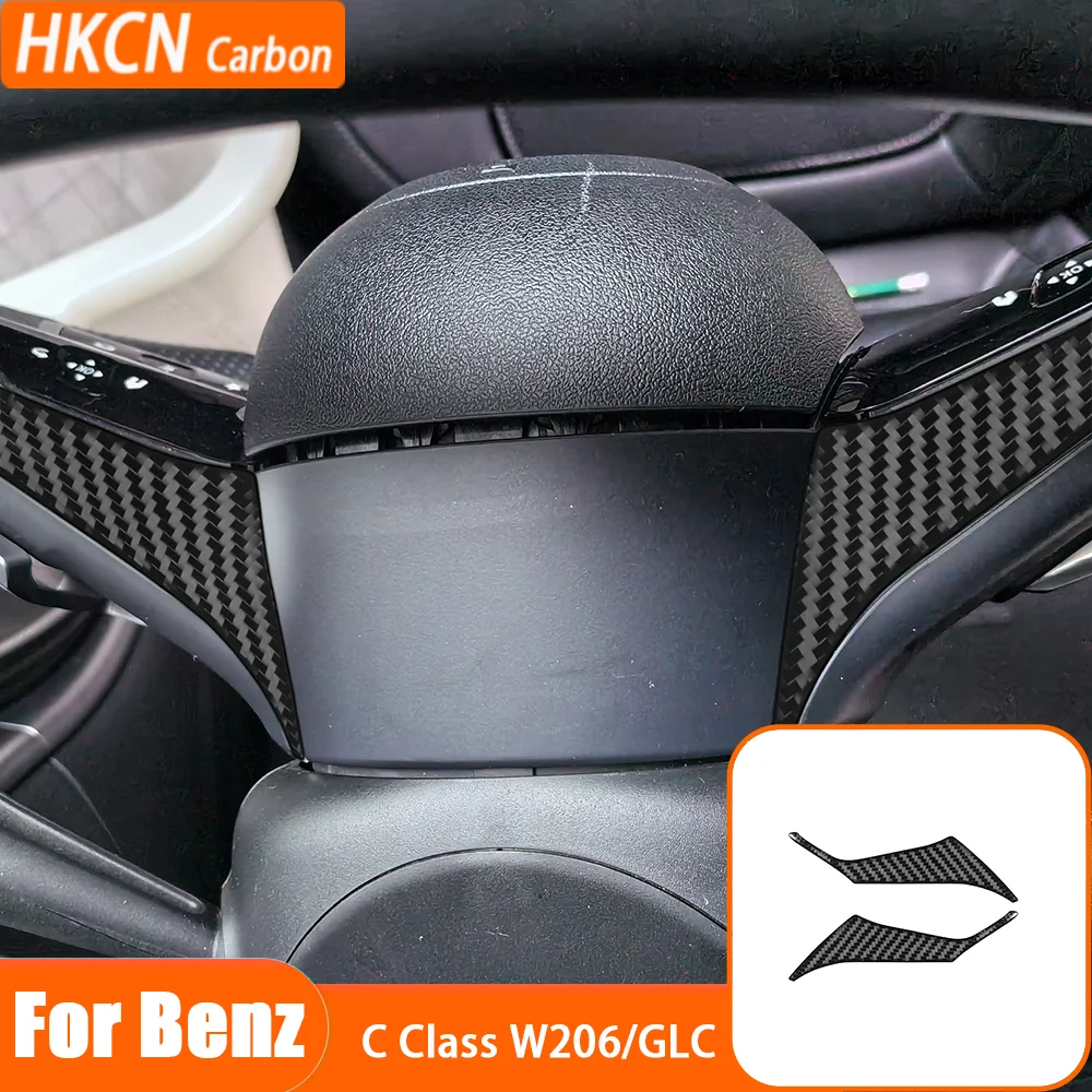 

For Benz C Class W206 2022—2024 GLC 2023 2024 Carbon Fiber Trim Steering Wheel Sides Strip Interior Cover Decorative Sticker