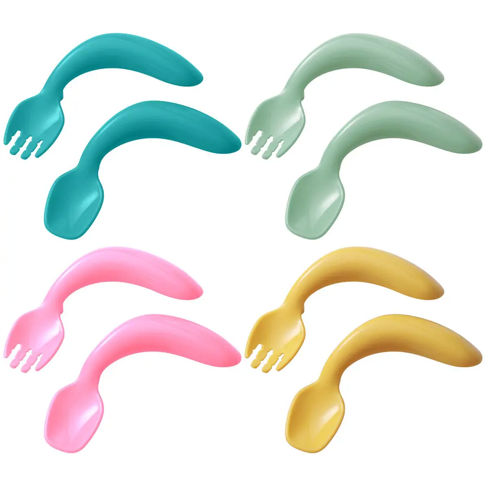 

1Set Bendable Baby Fork Spoon Set Strong Wear Resistant Baby Utensils for Toddler Self Feeding Kids Cutlery Kids Spoon