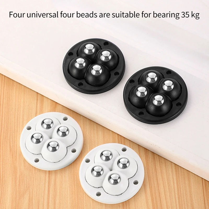 GTBL 8Pcs Self Adhesive Ball Universal Wheel 4 Beads Stainless Steel Pulley Base For Furniture Bedside Table Base